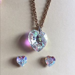 CRYSTAL HEART NECKLACE and MATCHING EARRINGS